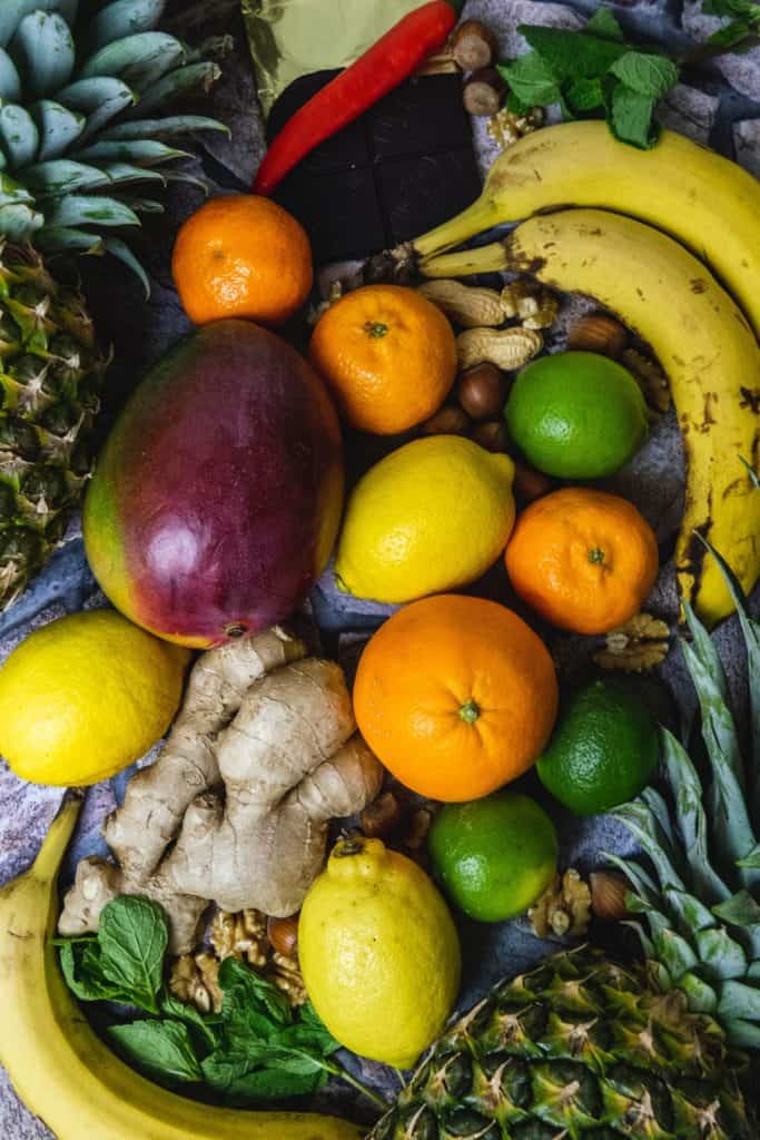 Obst und Ingwer